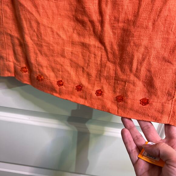 f.l.‎ malik 100% Linen Orange Beaded Hem Sleeveless Top Small USA - Picture 6 of 6
